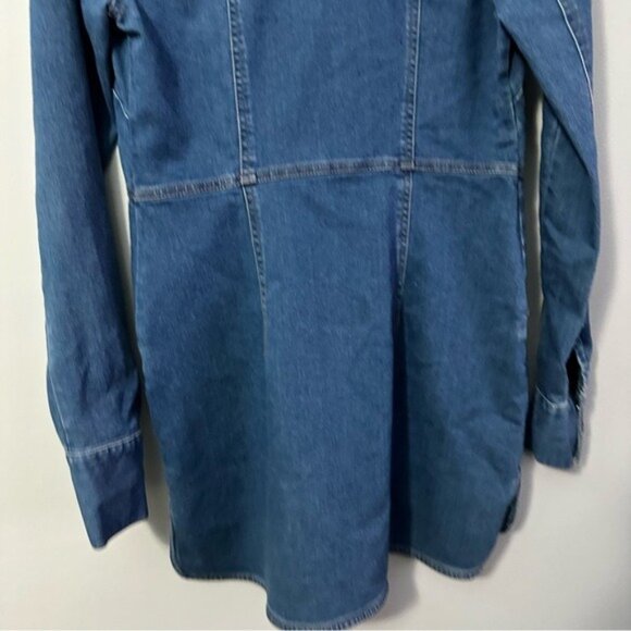 Free People Dynomite Denim Dress Small Western Boho Retro 70s - Picture 8 of 13